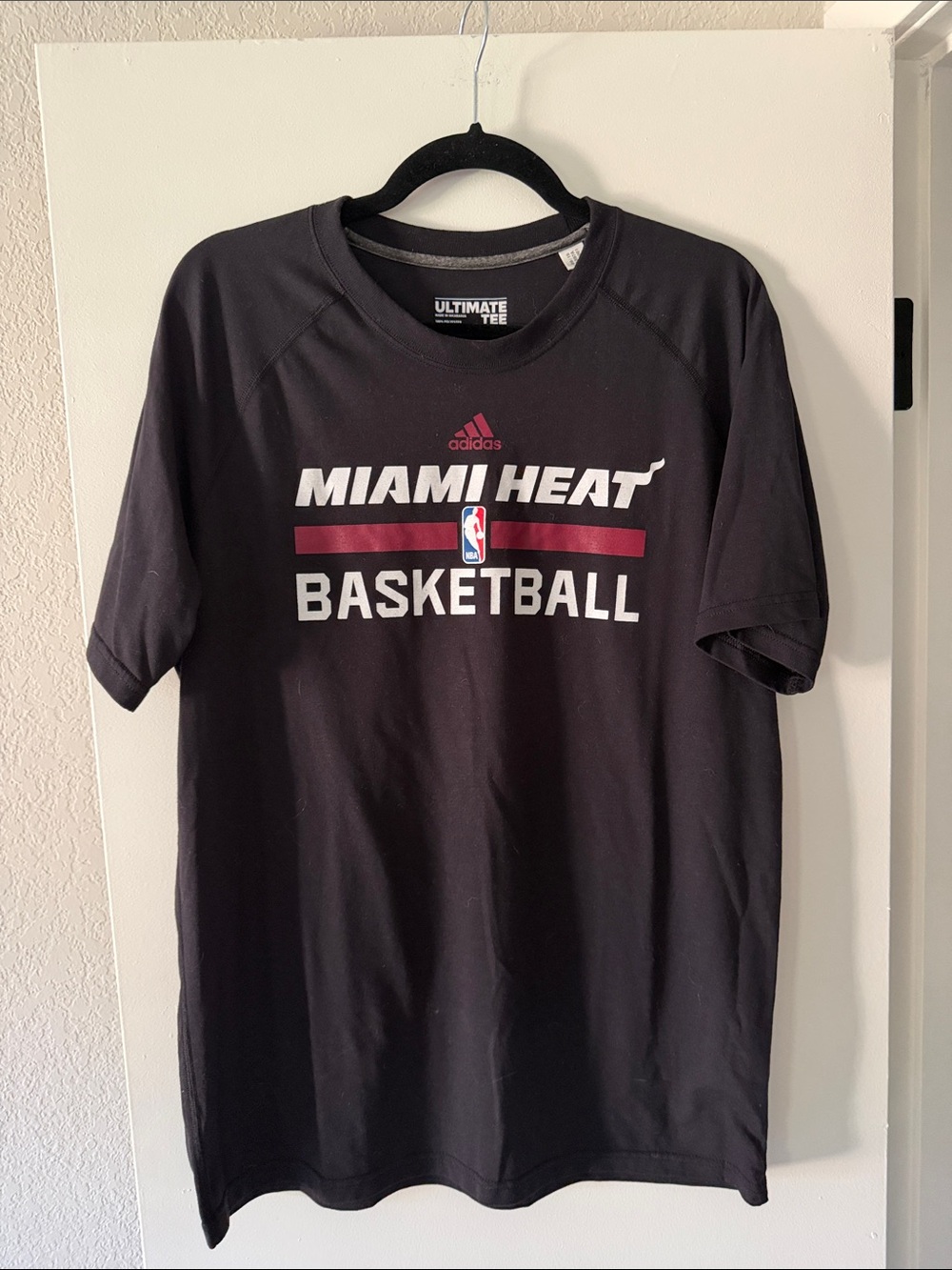 adidas Black Ultimate Tee with White Logo Miami Heat NBA